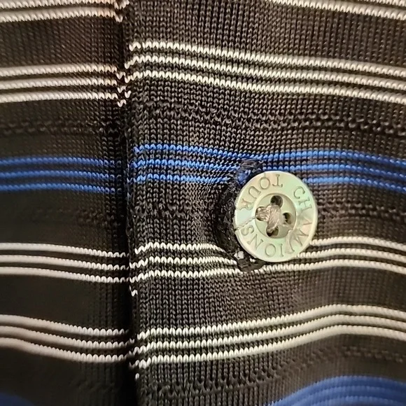Champions Tour Golf Black and Blue Polo Shirt Classic Stripes - Picture 4 of 10